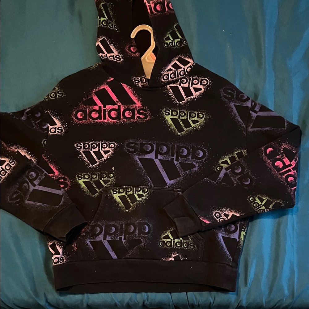 Adidas Black Hoodie with Vibrant Accents